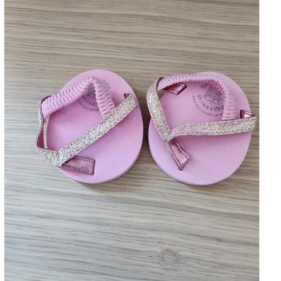 Build A Bear Pink Sandals Flip Flop Pool Summer Denim Blue Dress Strappy Shoes - Picture 5 of 7